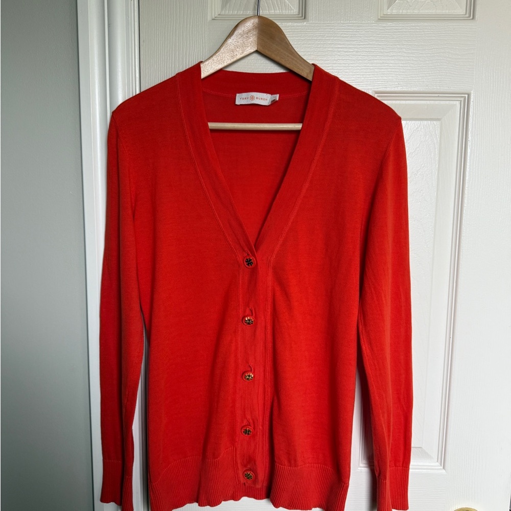 Tory Burch Vibrant Orange Cardigan